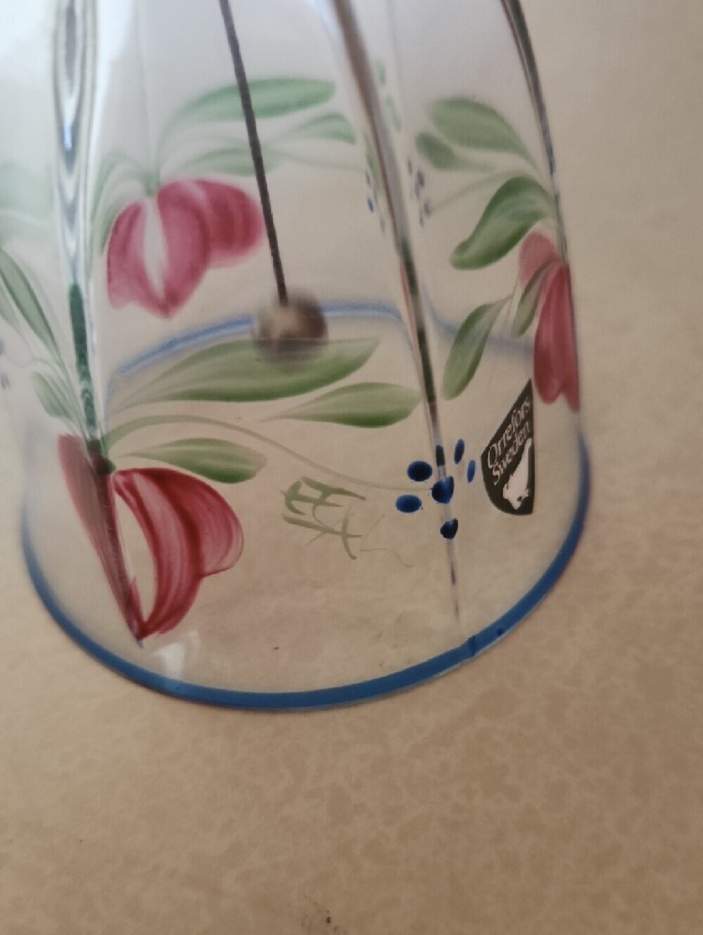 Vintage Orrefors Maja Crystal Dinner Bell Hand Painted Signed Eva Englund EEAL - Picture 2 of 8